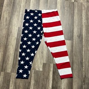 Red white and blue American Flag legging capris